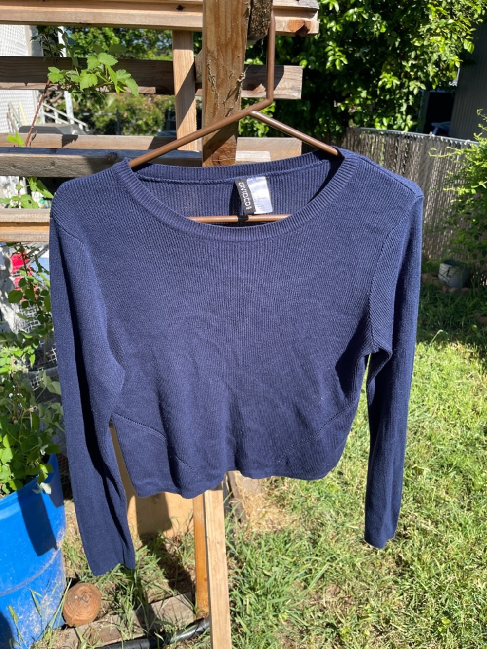 H&M Navy Ribbed Crewneck Sweater